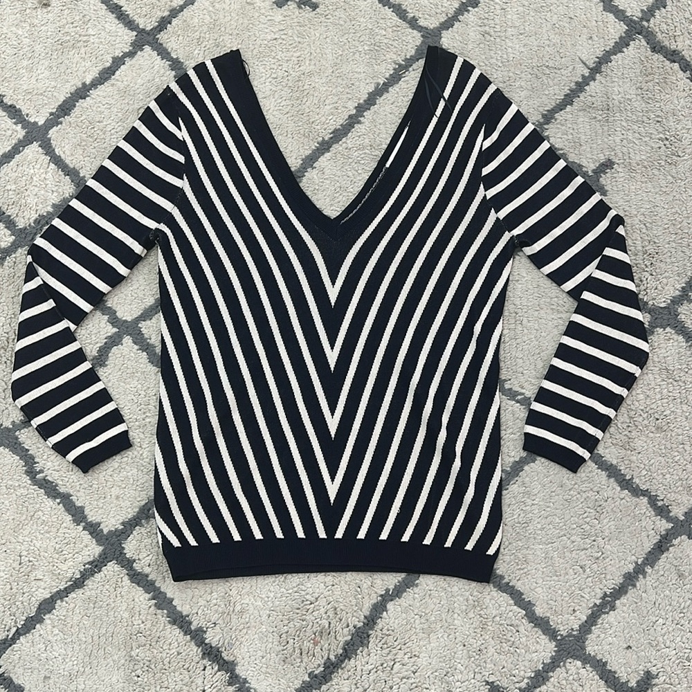 Zara - Black & Cream Striped Sweater - Excellent condition